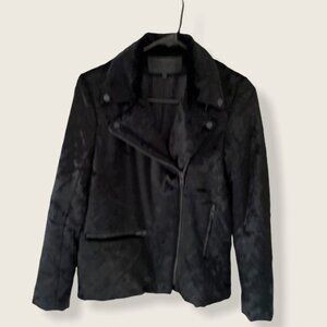 American Retro France Vintage Faux Fur Black Moto Jacket size 2